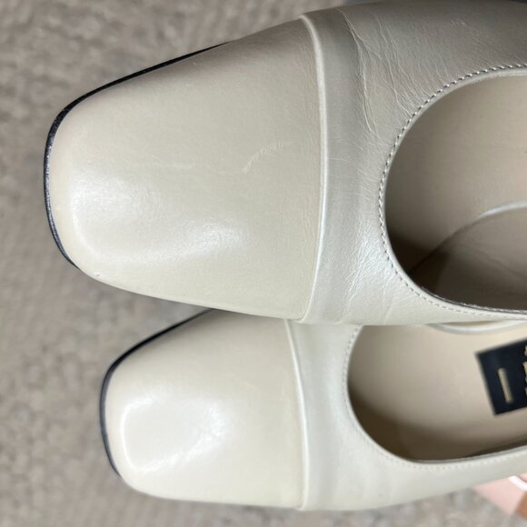 Women's AMALFI ITALY Size 5 Vintage Square Toe Ivory Close Toe Heel Shoe - Picture 14 of 16